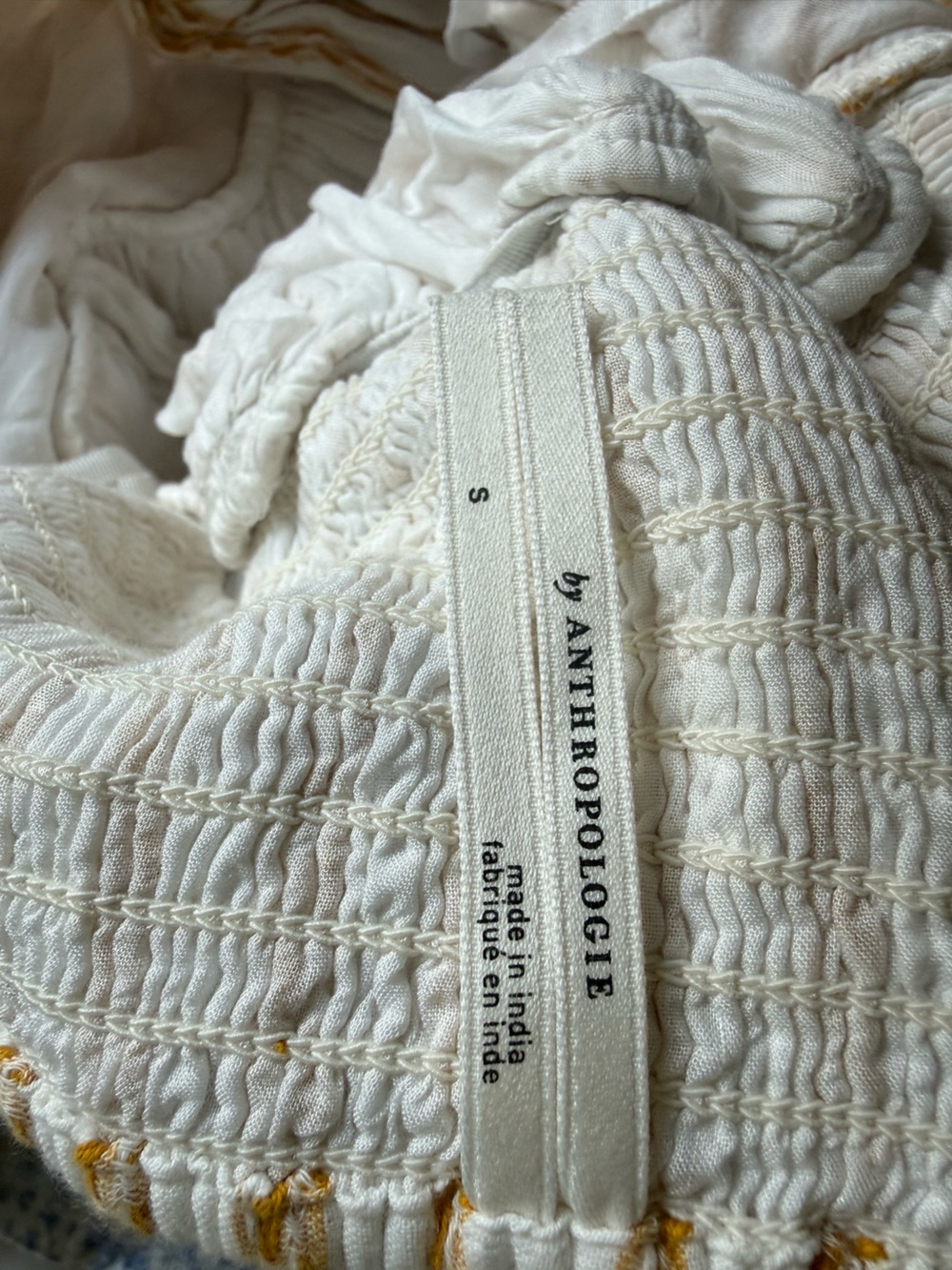 Anthropologie Embroidered Sweetheart Maxi Dress Ivory Gold Boho Balloon Sleeve S - Picture 10 of 14